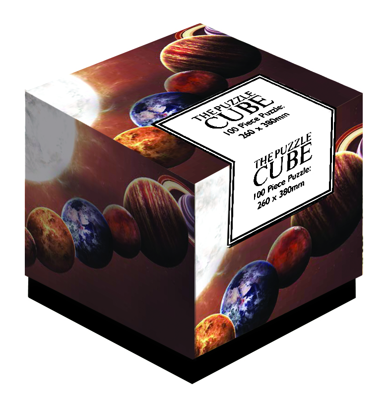 Zonnestelsel 100 puzzelstukjes in cube