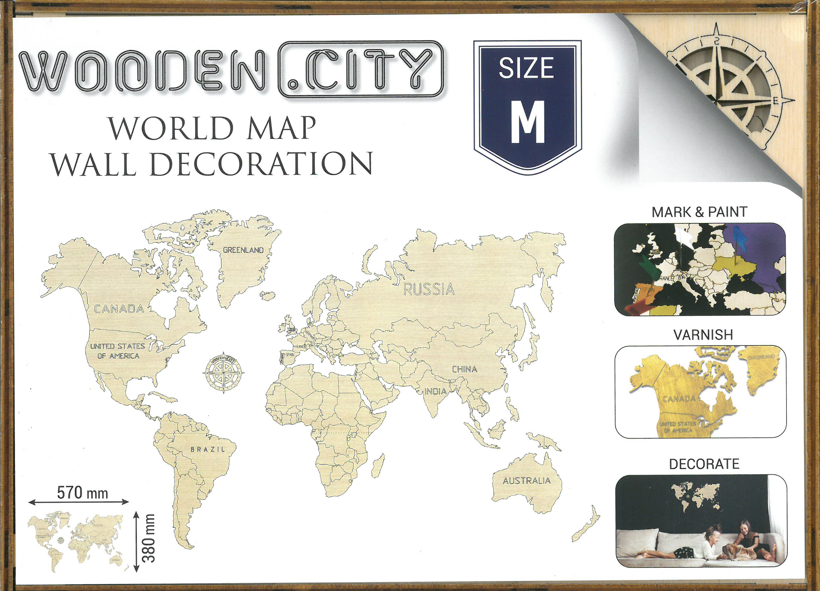 M World map 3D box