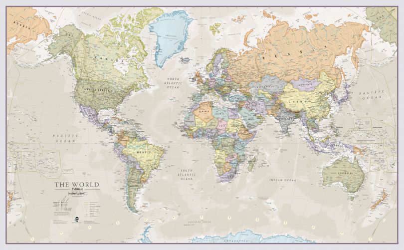 Classic World Map Mural